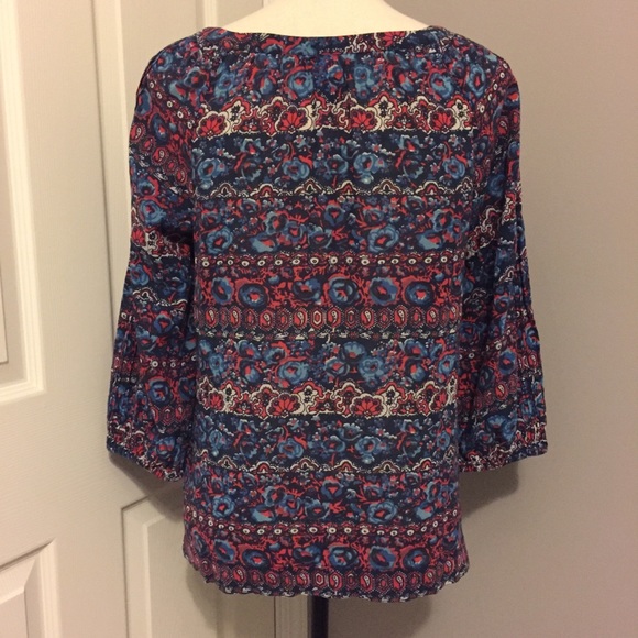 LUCKY BRAND Boho Chic Patterned 3/4 Sleeve Top - Picture 2 of 5